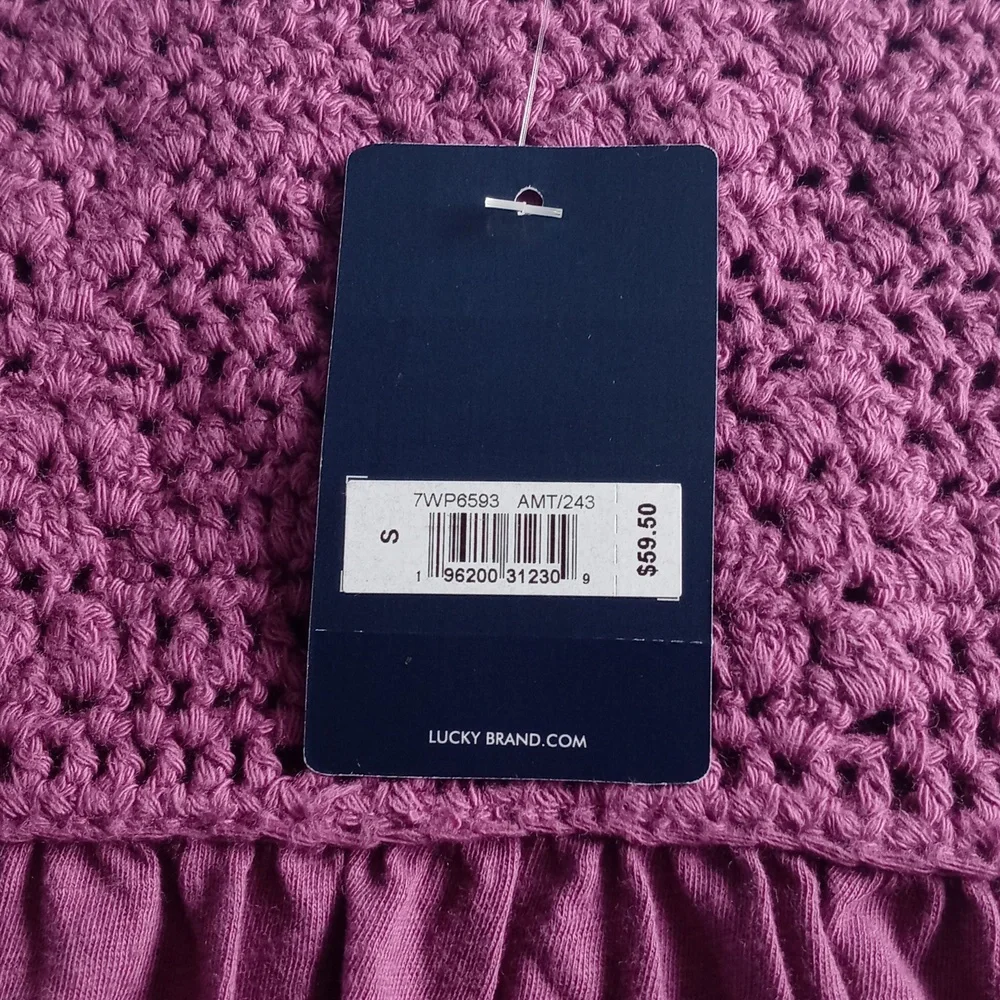 NWT- Lucky Brand Women's Crochet Tank Top Sleeveless.Size S. Color Purple. - Picture 6 of 16